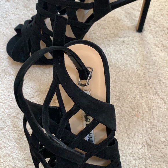Manolo Blahnik black suede multi strap sandals high heels VGUC 4” size 37 US 7 - Picture 4 of 14